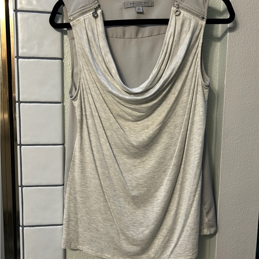 Marc New York Light Gray Drape Blouse | Size M